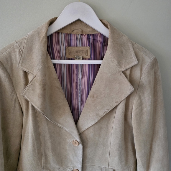 Aldo L Vintage Y2K Bohemian Western Utility Neutral Genuine Suede Jacket - Picture 5 of 16
